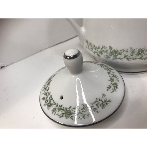 Mikasa White and Green Teapot - Picture 4 of 7